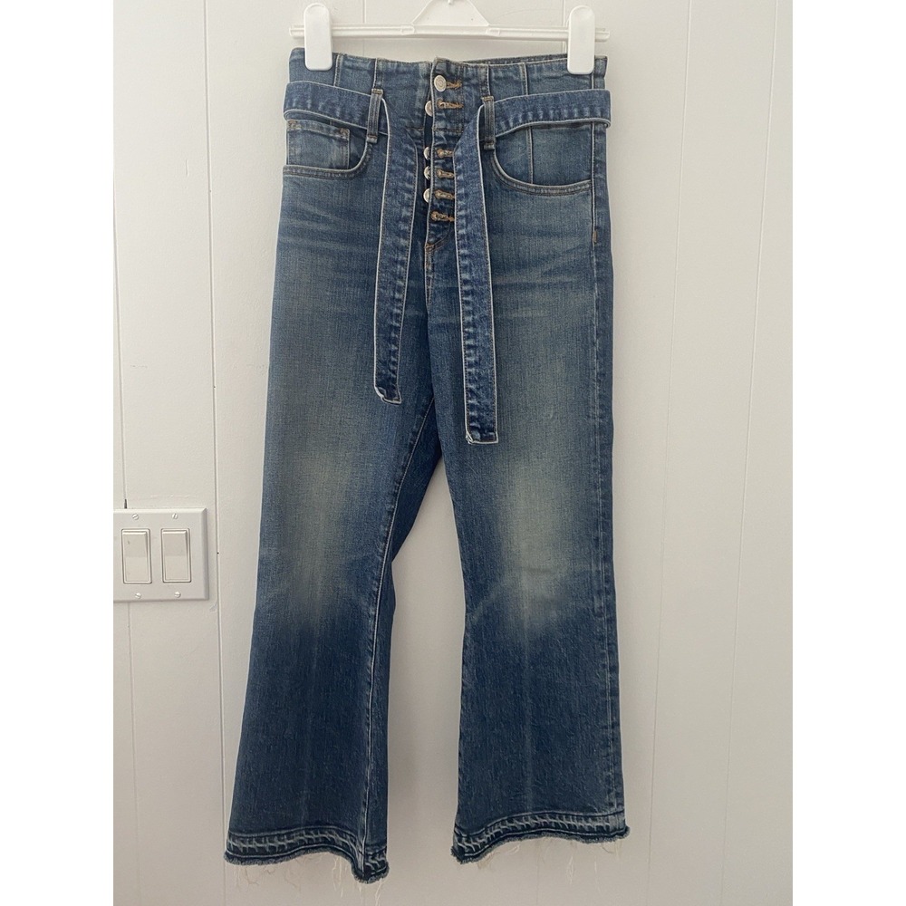 Veronica Beard Sz 25 Marlene 12" Corset High-Rise Straight Leg Jeans in Terrain